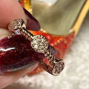Cute dainty rose gold over sterling band -tiny stone accent